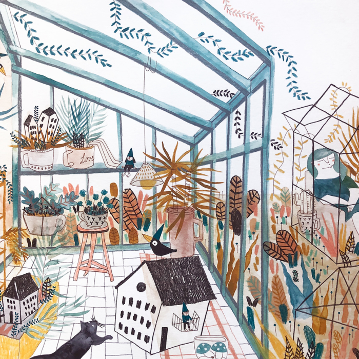Green houses illustrazione